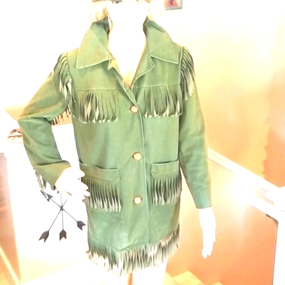 70's FRINGE Travelers OLIVE Green Water VEGAN ALL WEATHER Jacket - Picture 15 of 16